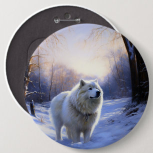 Samoyed Let It Snow Christmas 6 Cm Round Badge