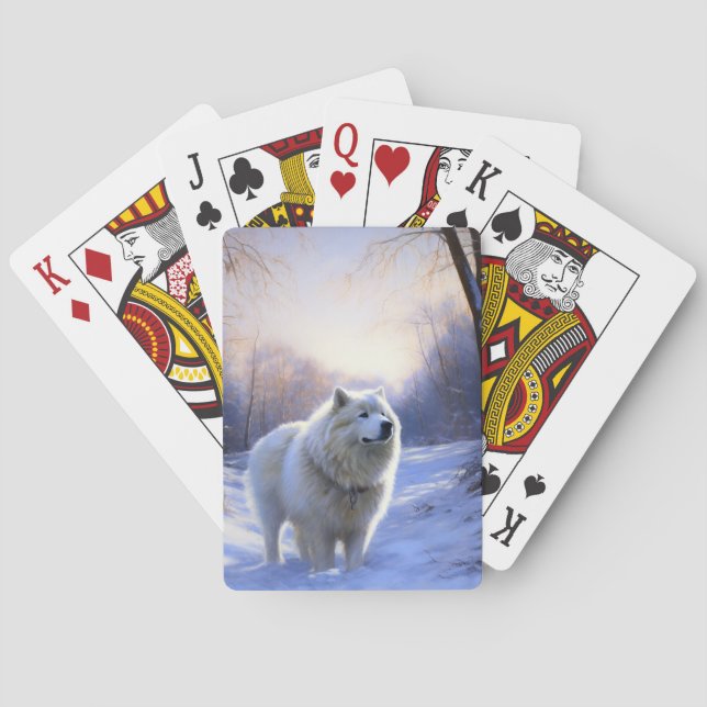 Samoyed Let It Snow Christmas Playing Cards (Back)