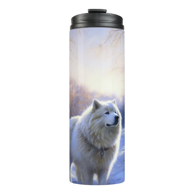 Samoyed Let It Snow Christmas Thermal Tumbler (Front)