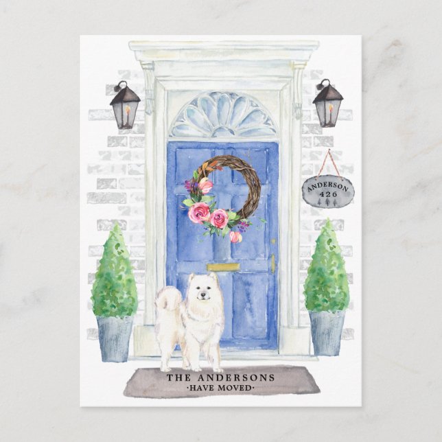 Samoyed Moving Announcement Postcard (Front)