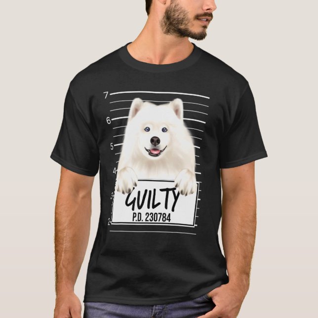 Samoyed Mugshot Guilty Dog T-Shirt (Front)