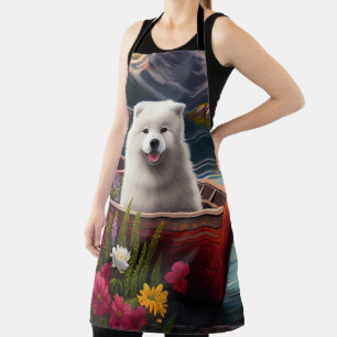 Samoyed on a Paddle: A Scenic Adventure Apron