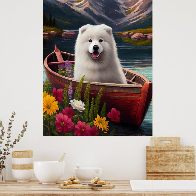 Samoyed on a Paddle: A Scenic Adventure Poster (Kitchen)