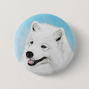 Samoyed Painting - Cute Original Dog Art 6 Cm Round Badge