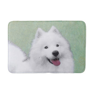 Samoyed Painting - Cute Original Dog Art Bath Mat