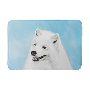 Samoyed Painting - Cute Original Dog Art Bath Mat
