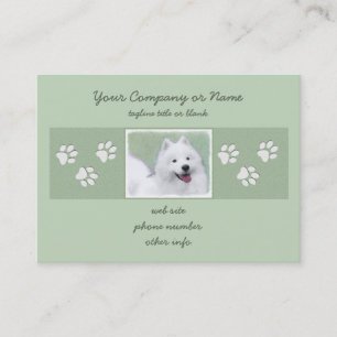 Samoyed Painting - Cute Original Dog Art Business Card