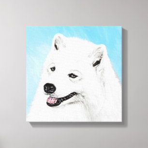 Samoyed Painting - Cute Original Dog Art Canvas Print