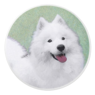 Samoyed Painting - Cute Original Dog Art Ceramic Knob