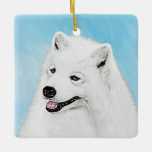 Samoyed Painting - Cute Original Dog Art Ceramic Ornament