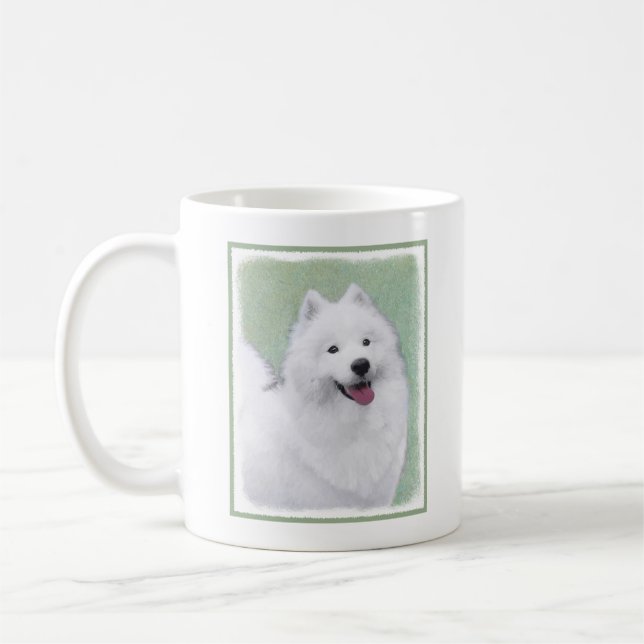 Samoyed Painting - Cute Original Dog Art Coffee Mug (Left)