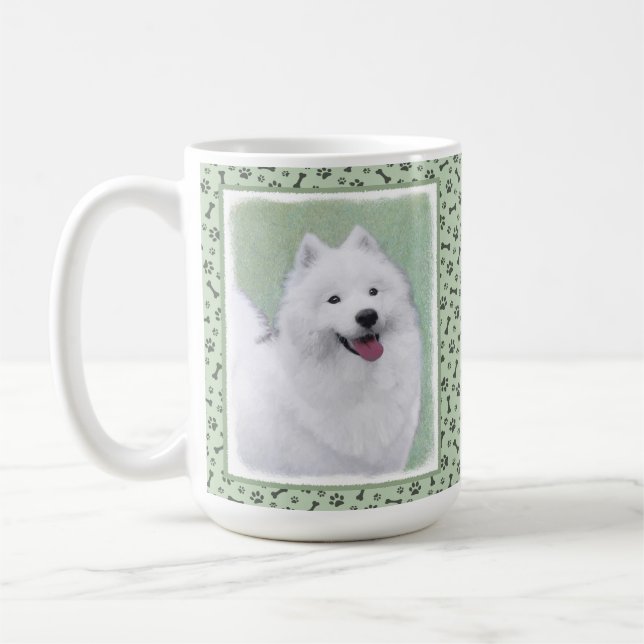 Samoyed Painting - Cute Original Dog Art Coffee Mug (Left)