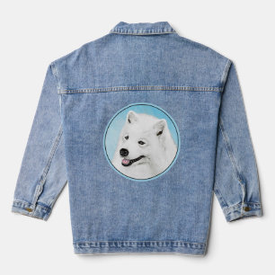 Samoyed Painting - Cute Original Dog Art Denim Jacket