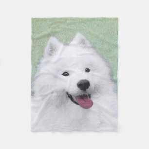 Samoyed Painting - Cute Original Dog Art Fleece Blanket