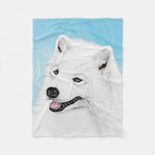 Samoyed Painting - Cute Original Dog Art Fleece Blanket