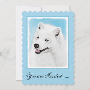 Samoyed Painting - Cute Original Dog Art Invitation
