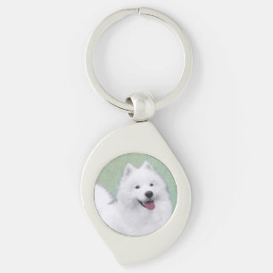Samoyed Painting - Cute Original Dog Art Key Ring