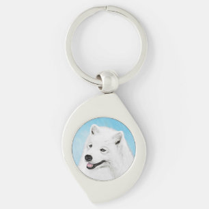 Samoyed Painting - Cute Original Dog Art Key Ring