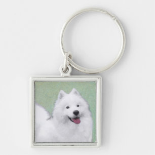 Samoyed Painting - Cute Original Dog Art Key Ring
