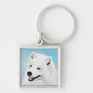 Samoyed Painting - Cute Original Dog Art Key Ring