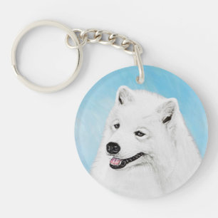 Samoyed Painting - Cute Original Dog Art Key Ring