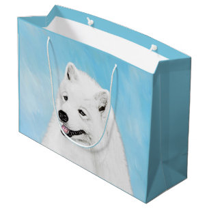 Samoyed Painting - Cute Original Dog Art Large Gift Bag