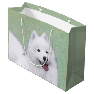 Samoyed Painting - Cute Original Dog Art Large Gift Bag