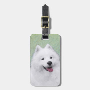 Samoyed Painting - Cute Original Dog Art Luggage Tag