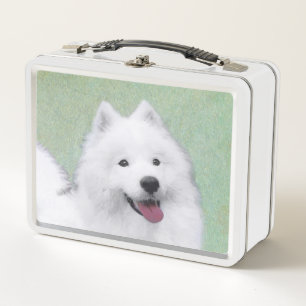 Samoyed Painting - Cute Original Dog Art Metal Lunch Box