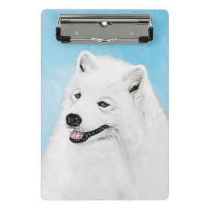 Samoyed Painting - Cute Original Dog Art Mini Clipboard