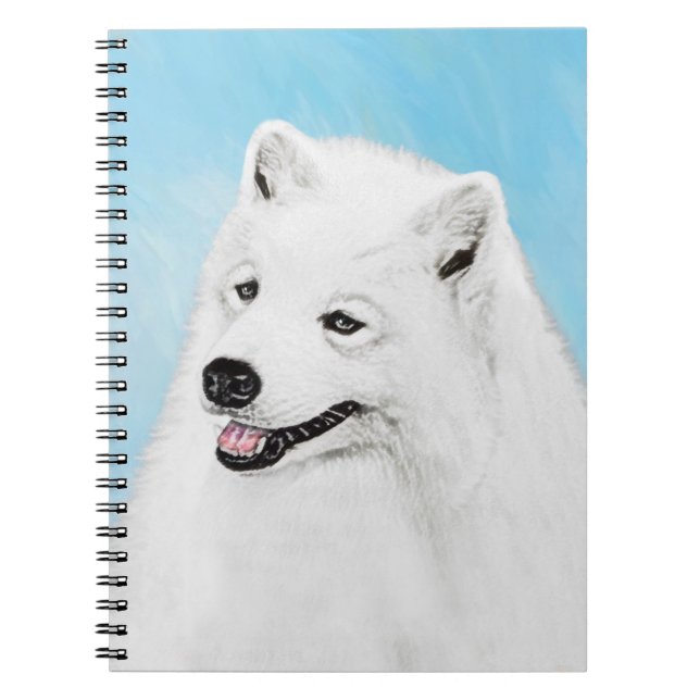 Samoyed Painting - Cute Original Dog Art Notebook (Front)