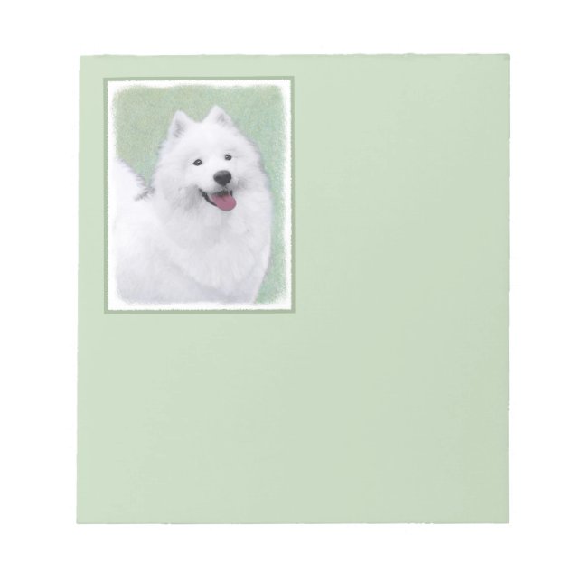 Samoyed Painting - Cute Original Dog Art Notepad (Front)