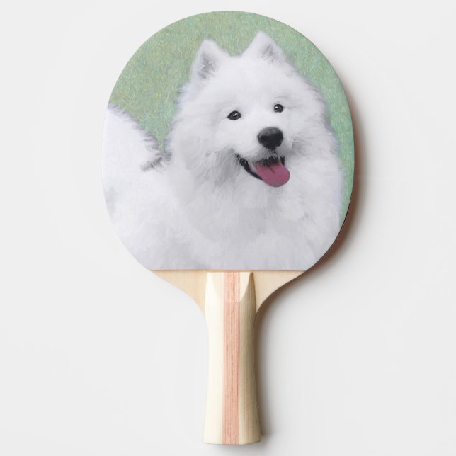 Samoyed Painting - Cute Original Dog Art Ping Pong Paddle (Front)