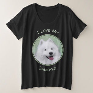 Samoyed Painting - Cute Original Dog Art Plus Size T-Shirt