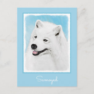 Samoyed Painting - Cute Original Dog Art Postcard