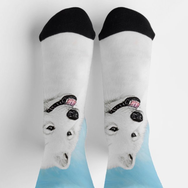 Samoyed Painting - Cute Original Dog Art Socks (Top)
