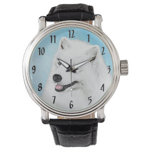 Samoyed Painting - Cute Original Dog Art Watch