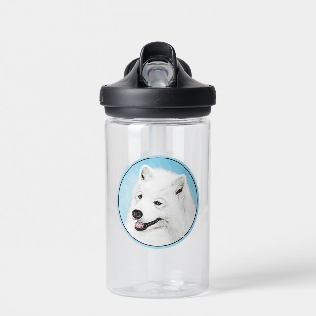 Samoyed Painting - Cute Original Dog Art Water Bottle (Front)