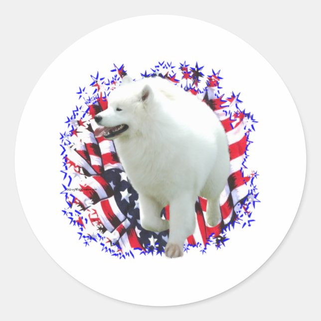 Samoyed Patriot Classic Round Sticker (Front)