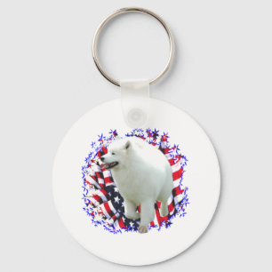 Samoyed Patriot Key Ring