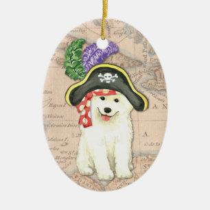 Samoyed Pirate Ceramic Tree Decoration