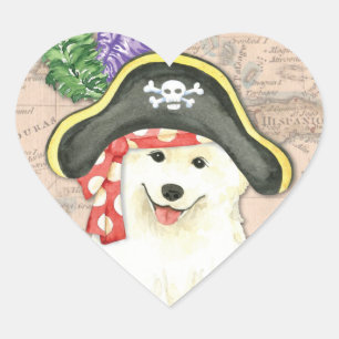 Samoyed Pirate Heart Sticker