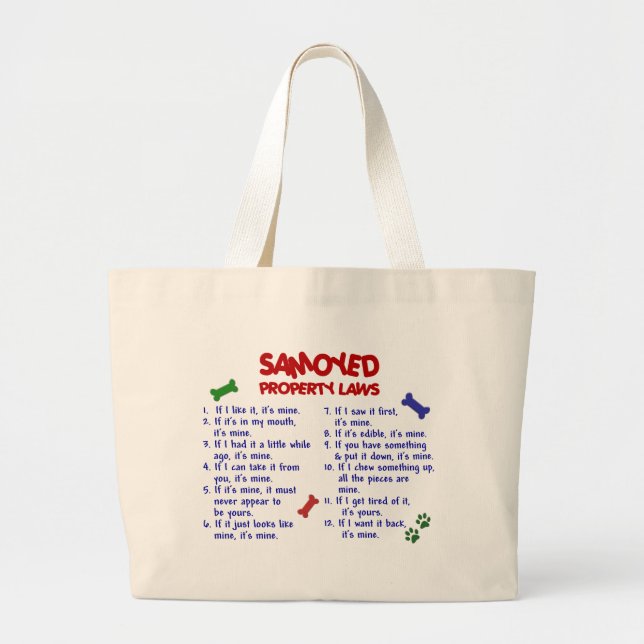 SAMOYED Property Laws 2 Large Tote Bag (Front)