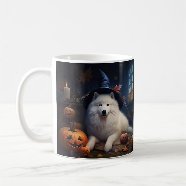 Samoyed Pumpkins Halloween Scary Coffee Mug (Left)