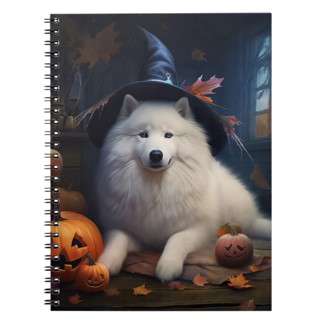 Samoyed Pumpkins Halloween Scary Notebook (Front)