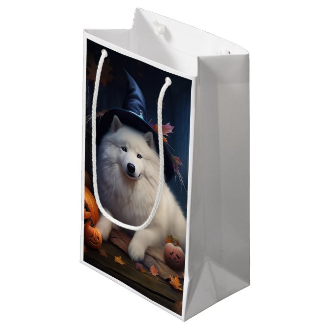 Samoyed Pumpkins Halloween Scary Small Gift Bag (Front Angled)