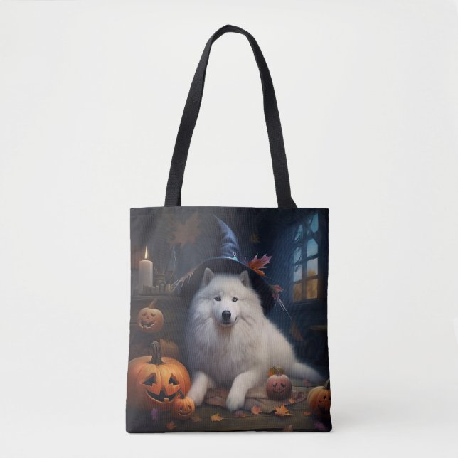 Samoyed Pumpkins Halloween Scary Tote Bag (Front)
