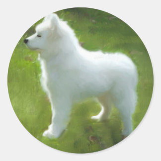 Samoyed Pup Sticker; Multiple Sizes Classic Round Sticker