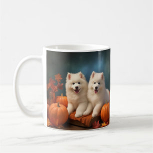 Samoyed Puppy Autumn Delight Pumpkin  Coffee Mug