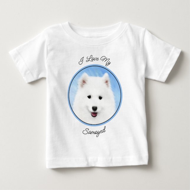 Samoyed Puppy Painting - Cute Original Dog Art Baby T-Shirt (Front)